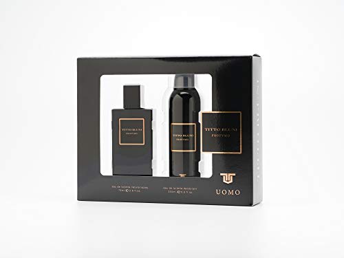 Titto Bluni, Profumo Estuche de Regalo para Hombre, Eau de Toilette 75 ml y Desodorante en Spray 200 ml