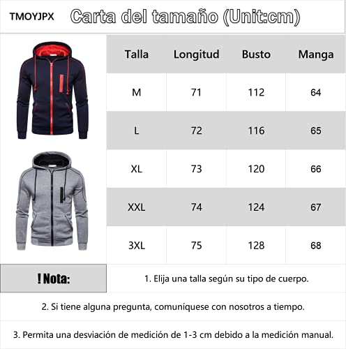 TMOYJPX Sudaderas Hombres Baratas con Cremallera y Zip Tallas Grandes Deporte, Jersey Hombre Invierno Rebajas Sudadera Capucha Otoño, Abrigo Hoodie Suéter (Gris, M)