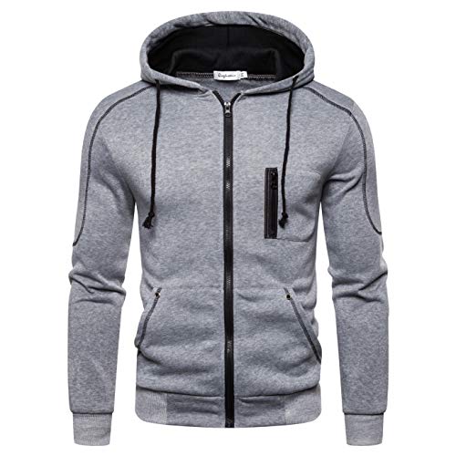 TMOYJPX Sudaderas Hombres Baratas con Cremallera y Zip Tallas Grandes Deporte, Jersey Hombre Invierno Rebajas Sudadera Capucha Otoño, Abrigo Hoodie Suéter (Gris, M)