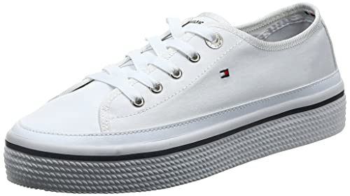 Tommy Hilfiger Corporate Flatform Sneaker, Zapatillas Mujer, Blanco (White 100), 38 EU