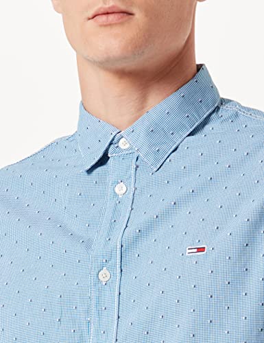 Tommy Jeans TJM Shortsleeve Dobby Shirt Camisa, Perfume Blue, S para Hombre