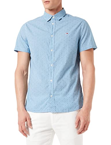 Tommy Jeans TJM Shortsleeve Dobby Shirt Camisa, Perfume Blue, S para Hombre