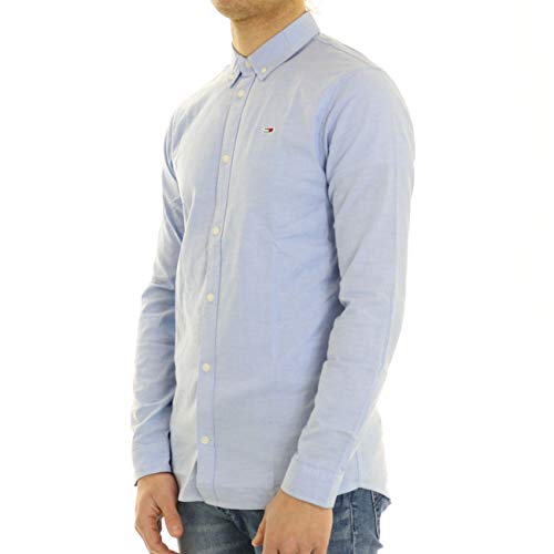 Tommy Jeans TJM Stretch Oxford Shirt, Camisa para Hombre, Azul (Perfume Blue), XS