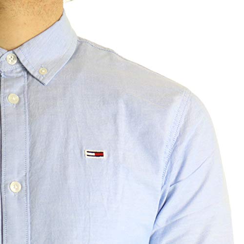 Tommy Jeans TJM Stretch Oxford Shirt, Camisa para Hombre, Azul (Perfume Blue), XS