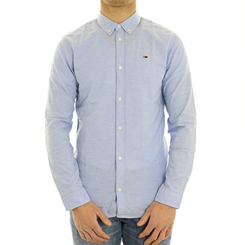 Tommy Jeans TJM Stretch Oxford Shirt, Camisa para Hombre, Azul (Perfume Blue), XS