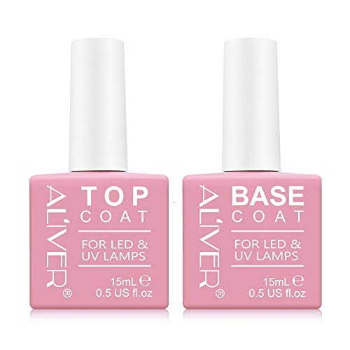 Top coat y Base Coat Semipermanente Esmalte Semipermanente UV LED Kit, 2x15ML