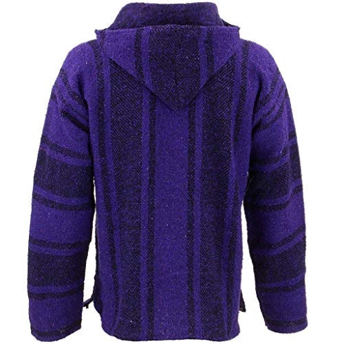 Top hippie mexicano de Baja Jerga morado y negro con capucha, Morado (, L