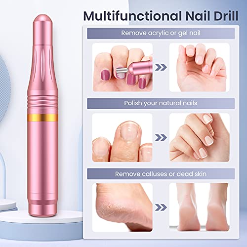 Torno para Uñas, Seguro, Potente, 11 en 1 lima electrica uñas, Kit de Manicura y Pedicura Eléctrico Profesional, 20,000 RPM Velocidad Ajustable, Set de Manicura para Salón DIY