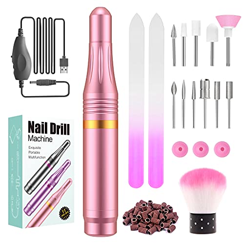 Torno para Uñas, Seguro, Potente, 11 en 1 lima electrica uñas, Kit de Manicura y Pedicura Eléctrico Profesional, 20,000 RPM Velocidad Ajustable, Set de Manicura para Salón DIY