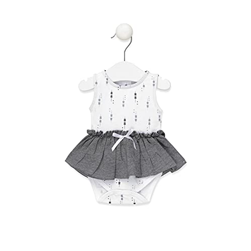 TOUS BABY - Body sin mangas con falda,efecto vestido para tu Bebé. Estampado Luminary (Blanco, 0-1 Mes)