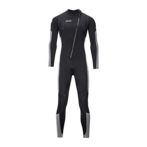 Traje húmedo para hombre y mujer, de neopreno de 3 mm, con cierre frontal, para buceo, buceo, natación, surf, agua fría (negro + gris, XXL)