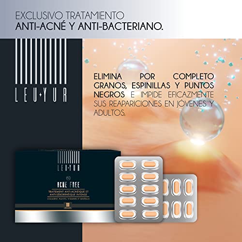 Tratamiento Anti-Acné | Elimina por completo granos, espinillas y puntos Negros | Rostro limpio y perfecto | Protege la salud de la Piel | Colágeno, Cardio Mariano, Zarzaparrilla, Aloe Vera | 100 Caps