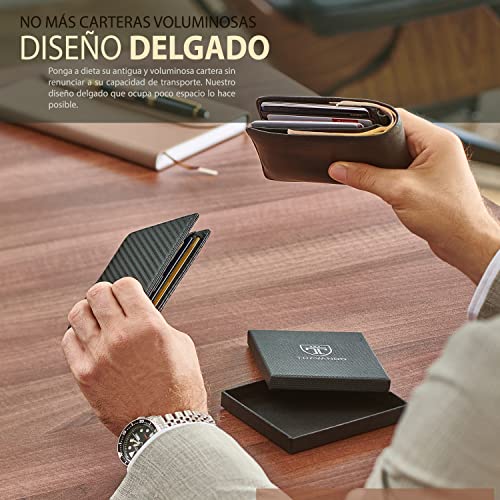 TRAVANDO Cartera con Pinza para Billetes Amsterdam Bloqueo RFID - Seguridad - Tarjetero Hombre Slim - Billetero - Cartera pequeña de Viaje - Estuche, Protege Tarjetas de crédito