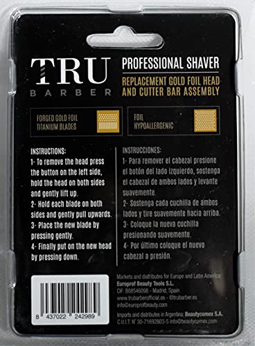 TRU BARBER - Recambio de foil shaver para Afeitadora profesional TRU BARBER EVOLUTION 9000 Rpm, foil evolution, shaver profesional para peluquería y barbería