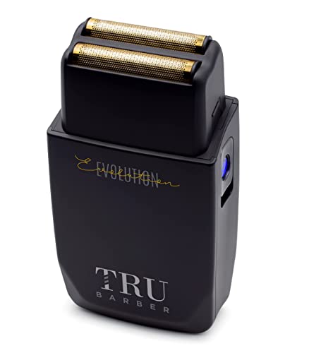 TRU BARBER - Shaver Foil Evolution 9000 rpm, Gold Titanium Foil, Afeitadora Profesional Barberia y Rapado de cabeza Barbería y Peluquería profesional, Afeitadora eléctrica de láminas para hombre