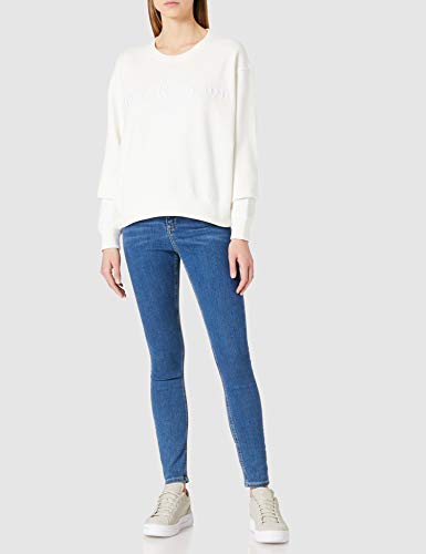 True Religion Boxy Crew Sudadera, Blanco Roto, L para Mujer