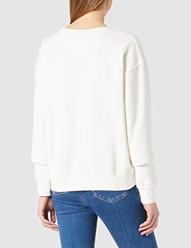 True Religion Boxy Crew Sudadera, Blanco Roto, L para Mujer