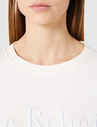 True Religion Boxy Crew Sudadera, Blanco Roto, L para Mujer