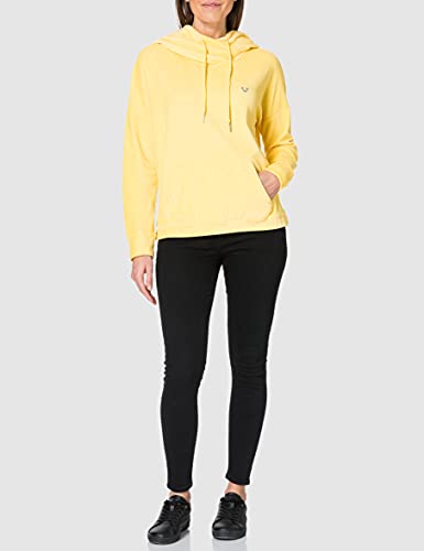 True Religion Hoody Relax Sudadera con Capucha, Amarillo (Pale Banana), L para Mujer