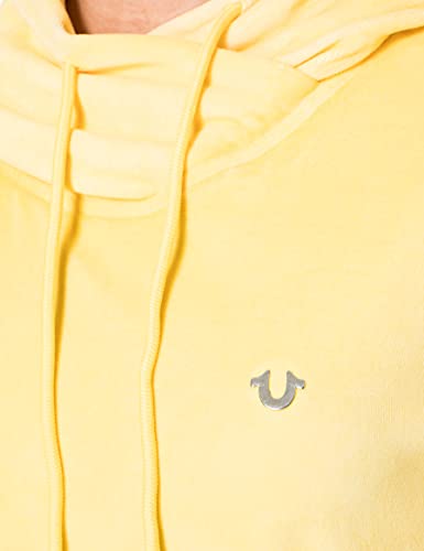 True Religion Hoody Relax Sudadera con Capucha, Amarillo (Pale Banana), L para Mujer