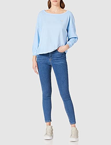 True Religion Wide Collar Boxy Sudadera, Azul (Powder Blue), S para Mujer