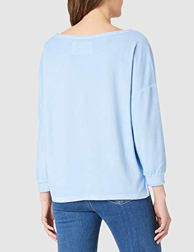 True Religion Wide Collar Boxy Sudadera, Azul (Powder Blue), S para Mujer