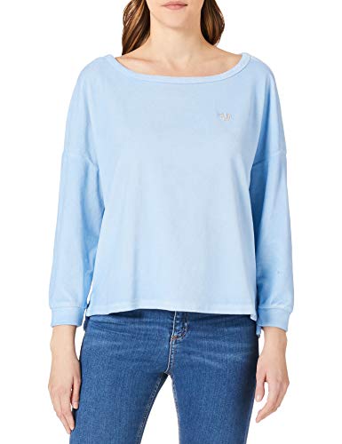 True Religion Wide Collar Boxy Sudadera, Azul (Powder Blue), S para Mujer