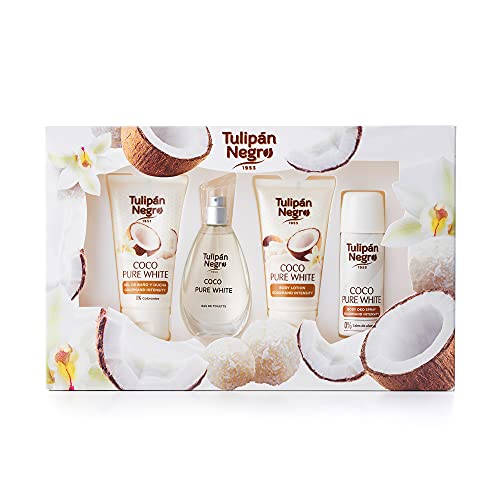 Tulipán Negro Estuche De Regalo Desodorante, Gel De Baño, Perfume, Body Lotion Coco Pure White, Afrutado