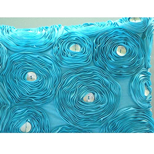 Turquesa Cubierta De La Almohadilla Lumbar, Cinta De Opciones De Aqua Rose Flores 30x35 cm Sedala Seda Cubierta De La Almohadilla Lumbar, Moderno Cubierta De La Almohadilla Lumbar -Aquamarine Roses