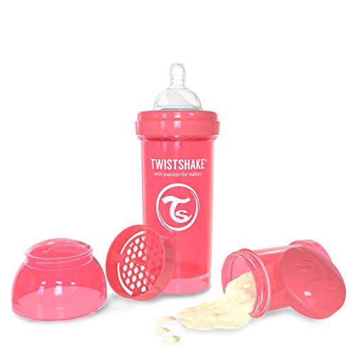 Twistshake - Biberón anticólico tetina silicona (260 ml.) coral