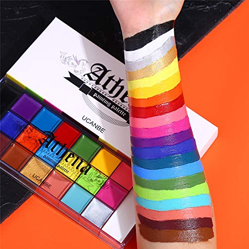 UCANBE Pintura facial y corporal, 20 colores Pintura al óleo profesional Flash Tattoo Maquillaje Paleta Pintura Arte Fiesta de Halloween Vestido elegante Paleta de belleza