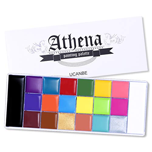 UCANBE Pintura facial y corporal, 20 colores Pintura al óleo profesional Flash Tattoo Maquillaje Paleta Pintura Arte Fiesta de Halloween Vestido elegante Paleta de belleza