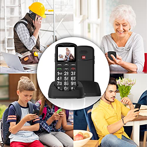 Uleway Teléfonos Móviles para Mayores con Teclas Grandes Fácil de Usar Celular para Ancianos con SOS Botón, Cámara, Base de Carga, Doble SIM Senior Telefonos Basicos (Negro)