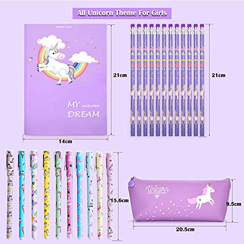 Unicornio Papeleria Regalo para Niña 7 8 9 10 11 12 Años, TOYESS Set di Juguetes Unicornios para Niñas, Includere Estuche Escolar y Cuadernos y Adhesivas y Boligrafos Gel Ecc(32pz)