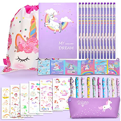 Unicornio Papeleria Regalo para Niña 7 8 9 10 11 12 Años, TOYESS Set di Juguetes Unicornios para Niñas, Includere Estuche Escolar y Cuadernos y Adhesivas y Boligrafos Gel Ecc(32pz)