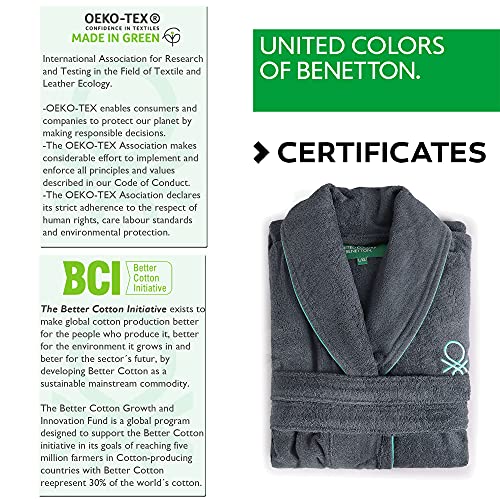 UNITED COLORS OF BENETTON. Albornoz m/l 360gsm 100% algodón Gris Oscuro Casa Benetton, Azul