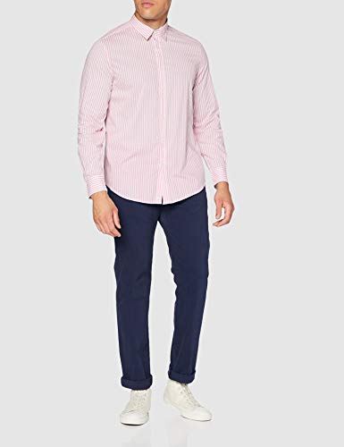 United Colors of Benetton (Z6ERJ Camicia Camisa, Pink/White Striped 95t, S para Hombre