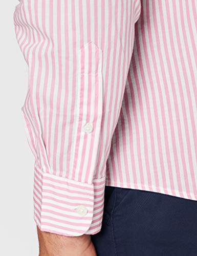 United Colors of Benetton (Z6ERJ Camicia Camisa, Pink/White Striped 95t, S para Hombre