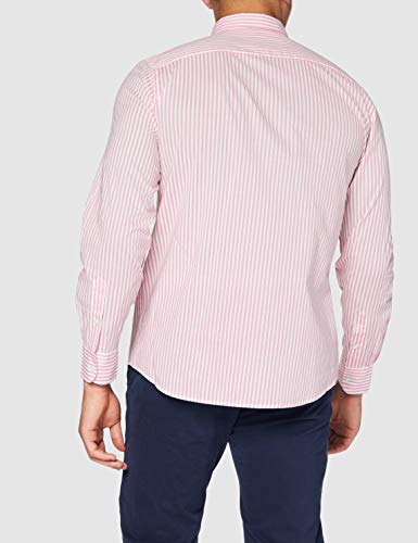 United Colors of Benetton (Z6ERJ Camicia Camisa, Pink/White Striped 95t, S para Hombre