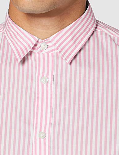 United Colors of Benetton (Z6ERJ Camicia Camisa, Pink/White Striped 95t, S para Hombre