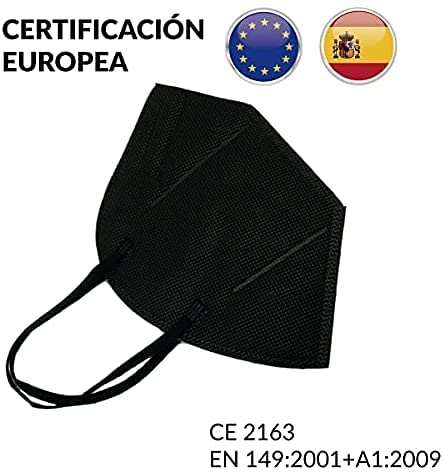 Up Mask x100 Bochuan Mascarillas FFP2 Negras de 5 Capas con Certificación Europea ] 👍 CE 2163 | EN149:2001+A1:2009 | UE 2016/425 (Negras, x100)