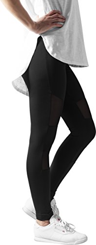 URBAN CLASSICS Ladies Tech Mesh Leggings mujer elásticos para deporte, con 4 insertos de malla funcional, corte clásico, pantalones de deporte, cintura elástica.