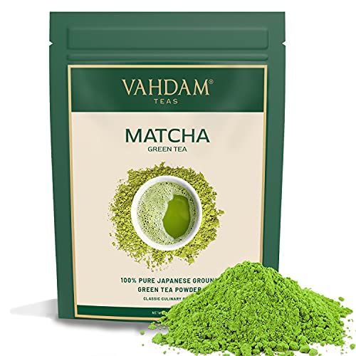 VAHDAM, polvo de té verde Matcha (50 g, 25 tazas), polvo de Matcha japonés puro y sin mezclar 100% certificado | 137x Anti-OXIDANTES | Aumenta la energía, el enfoque y el metabolismo.