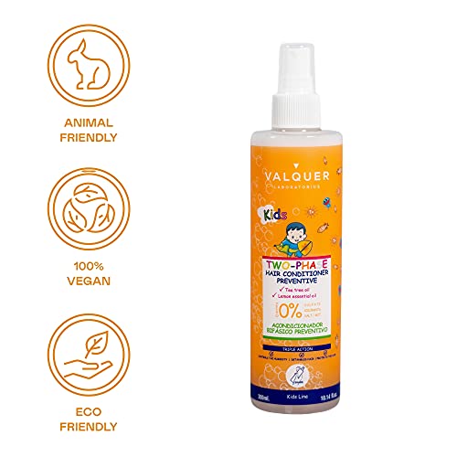 Valquer Laboratorios Acondicionador Bifásico Preventivo Infantil Escolar. Preventivo Piojos. Con Aceite De Árbol De Té. Prevenir Piojos. Fácil Peinado, Único, 300 Mililitro