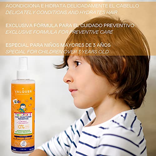 Valquer Laboratorios Acondicionador Bifásico Preventivo Infantil Escolar. Preventivo Piojos. Con Aceite De Árbol De Té. Prevenir Piojos. Fácil Peinado, Único, 300 Mililitro