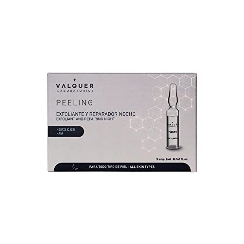 Valquer Laboratorios Ampollas Faciales Peeling. Serum Facial. Exfoliante Y Reparador De Noche. Todo Tipo De Pieles. Con Ácido Glicólico Y Aha. Exfoliante Facial - 5 Uds X 2 Ml, color Único, 2 ml