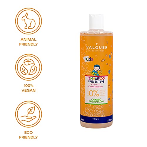 Valquer Laboratorios Champú Preventivo Infantil Escolar. Preventivo Piojos. Con Aceite De Árbol De Té. Prevenir Piojos. Fácil Peinado. Vegano - 400 Ml, Único