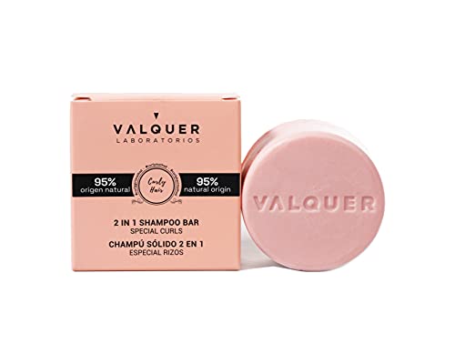 Valquer Laboratorios Champú Sólido 2 En 1 Curly. 95% Ingredientes Naturales. Cabellos Rizado. Vegano. Repara E Hidrata El Cabello Rizado, color Único, 70 g