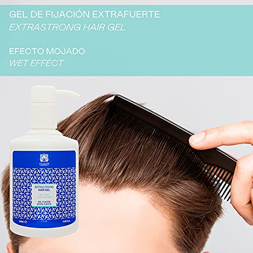 Valquer Profesional Gel Fijador Capilar. Gomina pelo. Vegano y sin sulfatos. Gomina capilar. Fijación cabello. Definir peinado. Efecto mojado - 500 Ml