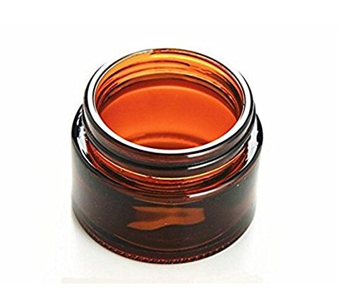 VASANA 6 tarros de cristal ámbar para cosméticos con forro interior blanco y tapas negras, contenedor perfecto para cosméticos y crema facial, bálsamo labial, Brown (Marrón) - YPK67342BROWN